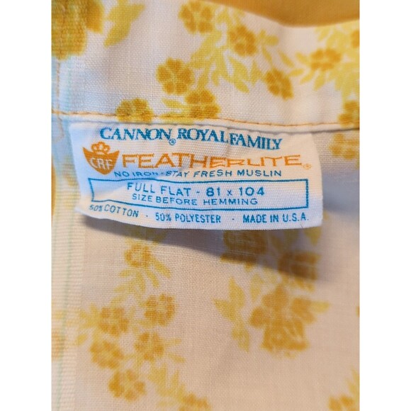 Cannon Royal Family Sheet Set Gold Floral Full Flat Sheet 2 Pillowcases Vintage - Picture 7 of 8